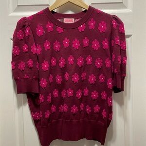 Kate Spade ♠️ flower short sleeve sweater top